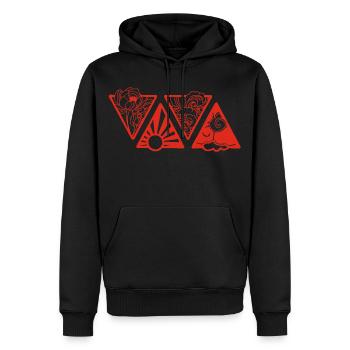 Red triangular nature - Men’s Premium Organic Hoodie - black - Front - Nico (187cm)