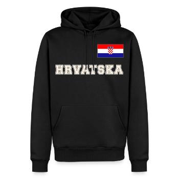 Kroatien Trikot Look – HRVATSKA mit Fahne Flagge - Männer Premium Bio Hoodie - Schwarz - Vorne - Nico (187cm)