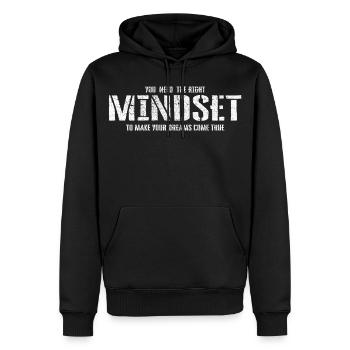 Mindset - Men’s Premium Organic Hoodie - black - Front - Nico (187cm)