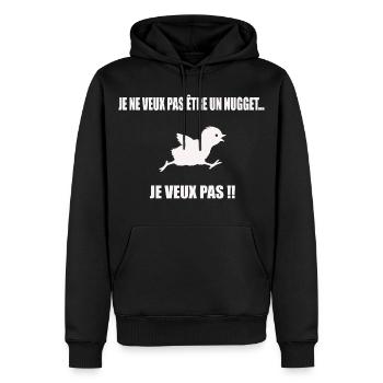 Nugget Cadeau Humour Personnalisé - Sweat à capuche Premium bio Homme - noir - Devant - Nico (187cm)