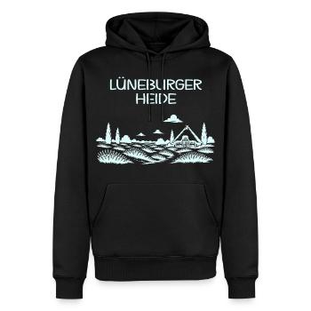 Lüneburger Heide - Männer Premium Bio Hoodie - Schwarz - Vorne - Nico (187cm)