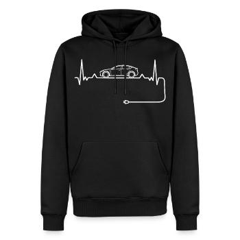 Amour des voitures électriques avec battement de cœur Voitures électriques - Sweat à capuche Premium bio Homme - noir - Devant - Nico (187cm)