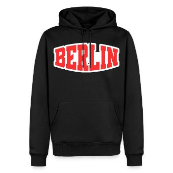 Berlin - Männer Premium Bio Hoodie - Schwarz - Vorne - Nico (187cm)
