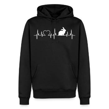 Battement de cœur de lapin - Sweat à capuche Premium bio Homme - noir - Devant - Nico (187cm)