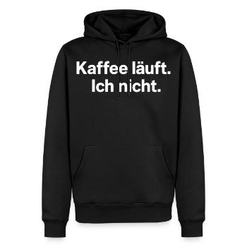 Kaffee läuft Ich nicht Spruch Morgenmuffel - Männer Premium Bio Hoodie - Schwarz - Vorne - Nico (187cm)