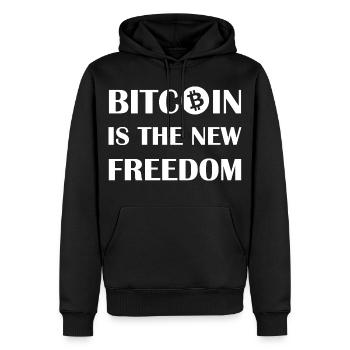 Le Bitcoin est la nouvelle liberté - Sweat à capuche Premium bio Homme - noir - Devant - Nico (187cm)
