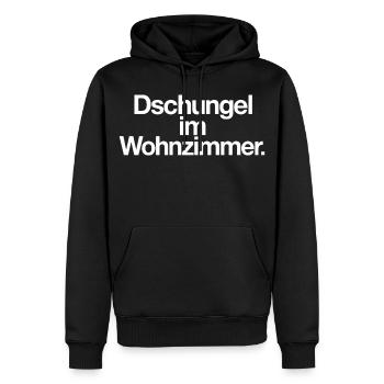 Dschungel im Wohnzimmer Spruch Pflanzen Motiv - Männer Premium Bio Hoodie - Schwarz - Vorne - Nico (187cm)