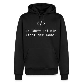 Es läuft bei mir Nicht der Code IT Humor Nerds - Männer Premium Bio Hoodie - Schwarz - Vorne - Nico (187cm)