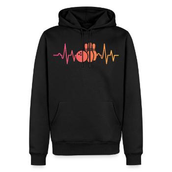 Bowling Sunset Heartbeat Bowler - Männer Premium Bio Hoodie - Schwarz - Vorne - Nico (187cm)