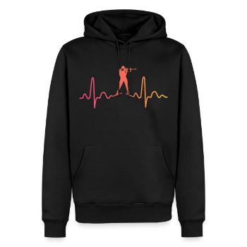 Biathlon Sunset Heartbeat Biathlet - Männer Premium Bio Hoodie - Schwarz - Vorne - Nico (187cm)