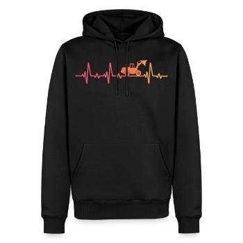 Sunset Loader Herzschlag-Bulldozer - Männer Premium Bio Hoodie - Schwarz - Vorne - Nico (187cm)