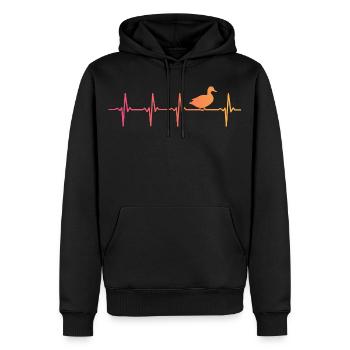 Canard Sunset battement de canards - Sweat à capuche Premium bio Homme - noir - Devant - Nico (187cm)