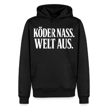 Köder Nass Welt Aus Angler Spruch T-Shirt - Männer Premium Bio Hoodie - Schwarz - Vorne - Nico (187cm)