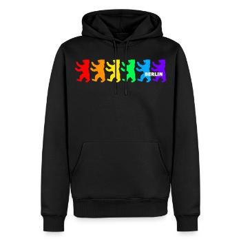 Berlin Bears / Rainbow Colors - Men’s Premium Organic Hoodie - black - Front - Nico (187cm)