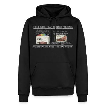 Sausage Heat Distance Protocol - Men’s Premium Organic Hoodie - black - Front - Nico (187cm)