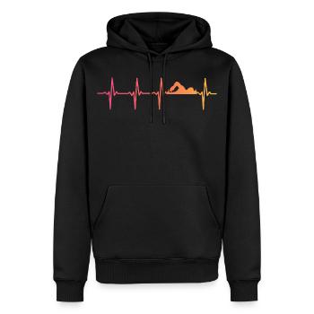 Swimming sunset heartbeat swimmer gift - Men’s Premium Organic Hoodie - black - Front - Nico (187cm)
