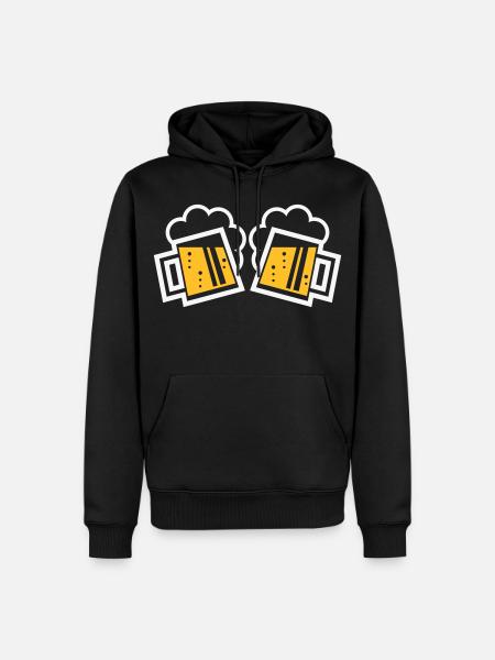 2 Bayrische Bierkrüge Prosten (Bier / NEG 2C) - Männer Premium Bio Hoodie - Schwarz
