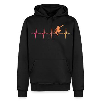 Skater Skater Sunset Heartbeat Skateboard - Männer Premium Bio Hoodie - Schwarz - Vorne - Nico (187cm)