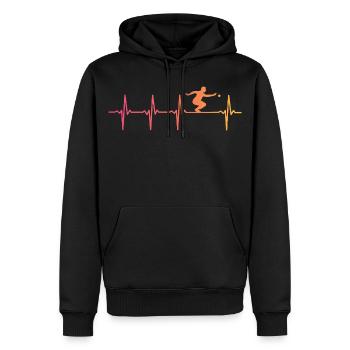 Sunset Pétanque Herzschlag-Bouliste - Männer Premium Bio Hoodie - Schwarz - Vorne - Nico (187cm)