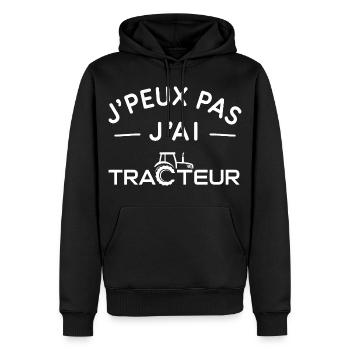 Tracteur Humour Cadeau Passionné d'Agriculture - Sweat à capuche Premium bio Homme - noir - Devant - Nico (187cm)