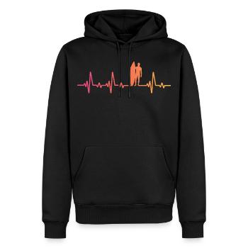 Surf Sunset Heartbeat Surfer Geschenk - Männer Premium Bio Hoodie - Schwarz - Vorne - Nico (187cm)