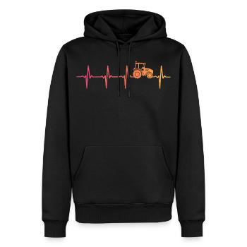 Traktor-Sonnenuntergangs-Herzschlag-Bauer - Männer Premium Bio Hoodie - Schwarz - Vorne - Nico (187cm)