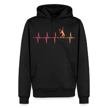 Tennis Sunset Heartbeat Tennis Player - Men’s Premium Organic Hoodie - black - Front - Nico (187cm)