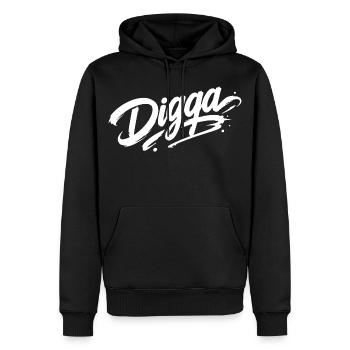 Digga | Cooler Graffiti Spruch | Jugendwort - Männer Premium Bio Hoodie - Schwarz - Vorne - Nico (187cm)