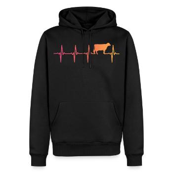 Kuh Sonnenuntergang Herzschlag Kuh Bauer - Männer Premium Bio Hoodie - Schwarz - Vorne - Nico (187cm)