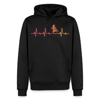 BMX Bike Sunset BMX Rider's Heartbeat - Männer Premium Bio Hoodie - Schwarz - Vorne - Nico (187cm)