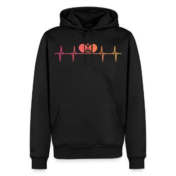 Tischtennistisch mit Sonnenuntergang Herzschlag - Männer Premium Bio Hoodie - Schwarz - Vorne - Nico (187cm)