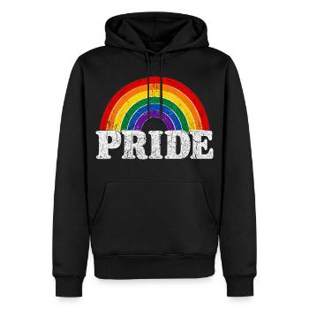 Pride Rainbow Vintage Regenbogen Shirt Sticker - Männer Premium Bio Hoodie - Schwarz - Vorne - Nico (187cm)