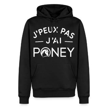 Poney Humour Cadeau Passionné d'Équitation - Sweat à capuche Premium bio Homme - noir - Devant - Nico (187cm)