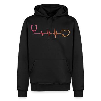 Stethoskop-Krankenschwester Sunset Herzschlag Doktor - Männer Premium Bio Hoodie - Schwarz - Vorne - Nico (187cm)