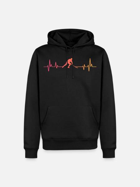 Feldhockey, Sonnenuntergangsherzschlag, Feldhockey - Männer Premium Bio Hoodie - Schwarz
