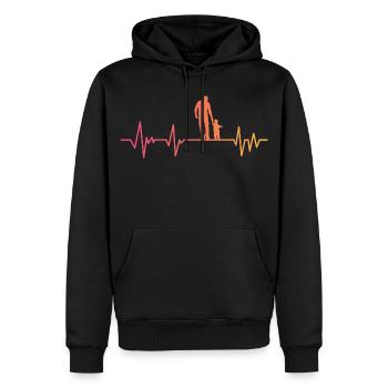 Vater und Sohn Herzschlag Geschenk Vater Sohn - Männer Premium Bio Hoodie - Schwarz - Vorne - Nico (187cm)