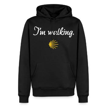 I'm walking | Way of St. James, Pilgrims, Santiago - Men’s Premium Organic Hoodie - black - Front - Nico (187cm)