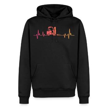 Chariot élévateur Sunset battement de coeur  - Sweat à capuche Premium bio Homme - noir - Devant - Nico (187cm)
