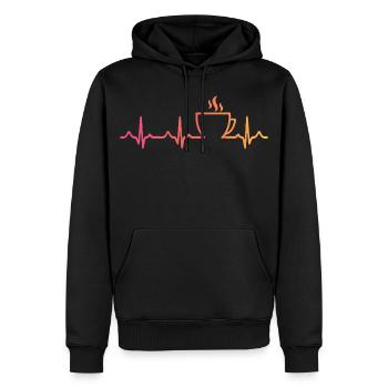 Sunset Coffee, Heartbeat, Coffee - Men’s Premium Organic Hoodie - black - Front - Nico (187cm)