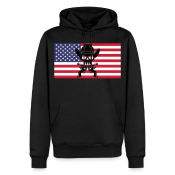 Cowboy skull and American flag - Men’s Premium Organic Hoodie - black - Front - Nico (187cm)