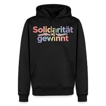 Solidarität Gewinnt Pastel Hoodie Demonstration - Männer Premium Bio Hoodie - Schwarz - Vorne - Nico (187cm)