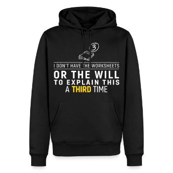 Third Time No Worksheets Tee - Men’s Premium Organic Hoodie - black - Front - Nico (187cm)