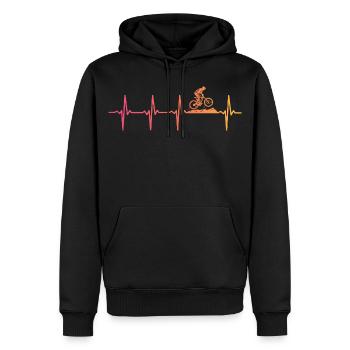 Mountain Bike Sunset Heartbeat MTB - Men’s Premium Organic Hoodie - black - Front - Nico (187cm)