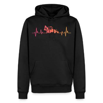 Backhoe Sunset Heartbeat Loader - Men’s Premium Organic Hoodie - black - Front - Nico (187cm)