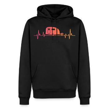 Sunset Heartbeat camper travel caravan - Men’s Premium Organic Hoodie - black - Front - Nico (187cm)