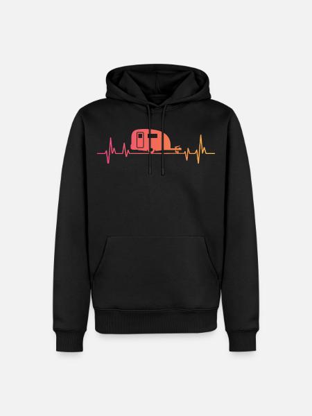 Sunset Heartbeat camper travel caravan - Men’s Premium Organic Hoodie - black