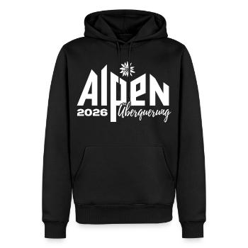 Alpen Überquerung 2026 - Wandern - Männer Premium Bio Hoodie - Schwarz - Vorne - Nico (187cm)
