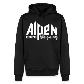 Alpen Überquerung 2026 - Wandern - Männer Premium Bio Hoodie - Schwarz - Vorne - Nico (187cm)