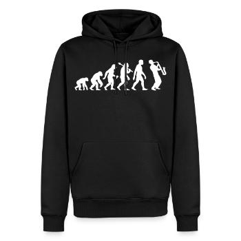 Saxophonist Evolution - Saxophone Jazz Musicians - Men’s Premium Organic Hoodie - black - Front - Nico (187cm)