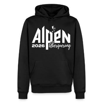 Alpen Überquerung 2026 - Wandern - Männer Premium Bio Hoodie - Schwarz - Vorne - Nico (187cm)